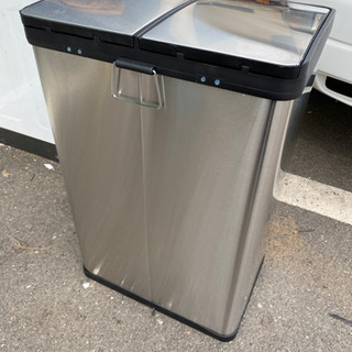 ペダル式2口　ステンレスダスト（ゴミ箱）ボックス　リサイクルショップ宮崎屋21.4.12の画像
