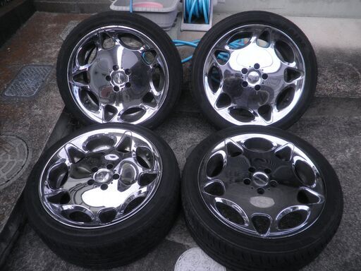 19インチ、ルフトバーン・メッキ、８Ｊ45、９Ｊ38、245/40、114.3、５Ｈ、クラウン、フーガ等、直接引き取り1500円引き