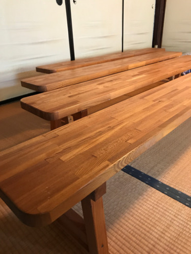 【バラ売り・お値下げ相談可】しっかりした造りの特注木製ベンチ4つ