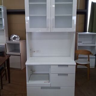 【店舗同時販売中】　ＮＩＴＯＲＩ　ニトリ　ダリア８０ＫＢ　２枚扉キッチンボード　白木目　【店頭ご来店購入限定】