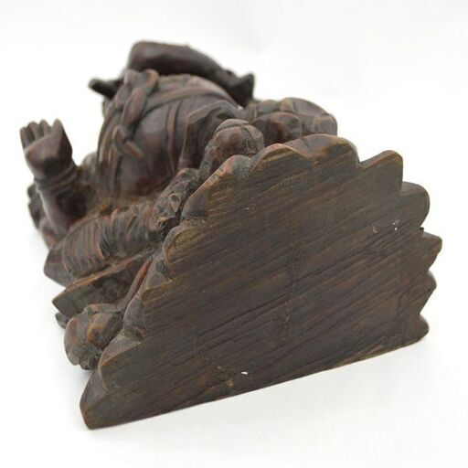 夢を叶える象の神様 ガネーシャ 木彫像  雑貨 インテリア 工芸品 (0220376669)
