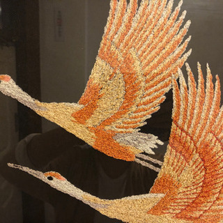 （無料）額縁入りの壁飾り、手刺繍、日本風の画像