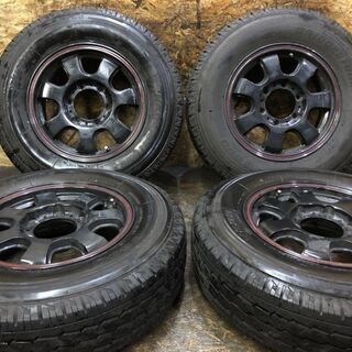 【BS V600 195/80R15 107/105L LT】夏タイヤ【BS NR280 社外 15インチ 6J6HPCD139.7+35】2019年製 バリ溝 ハイエース　(VTB366) クレジットカード QR決済可能