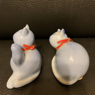 砥部焼猫さん二体セットの画像