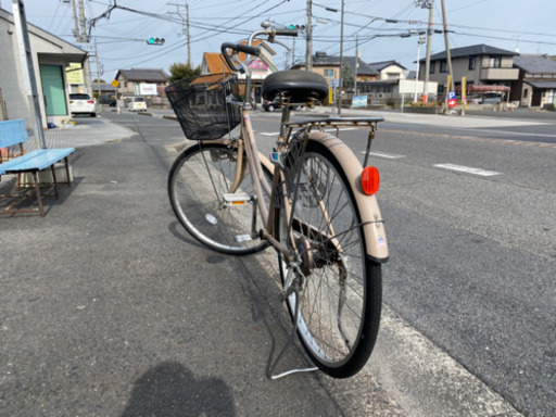 【26インチ特選中古自転車】美品❗️ベージュ　変速なし　前カゴ新品　SALE中❗️値段交渉OK