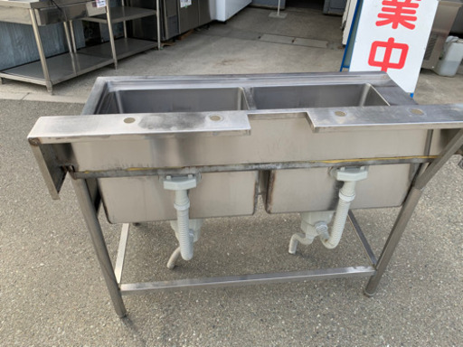 ☆中古品　食洗機用2槽シンク　横1170x奧650x高800mm☆