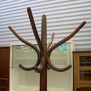 秋田木工 コートハンガー 傘立て付き 40×185cm 木製 ダーク