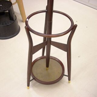秋田木工製　木製コートハンガー　ビンテージ家具　傘立て付　帽子掛け 秋田木工 コートハンガー 傘立て付き 40×185cm 木製 ダーク