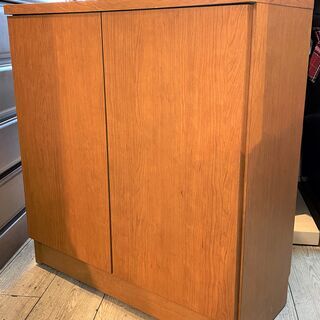 【大容量】薄型★シューズボックス 扉付 木目調 ブラウン 茶色★...