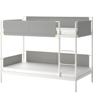 【キャンセル待ち3名様】未使用　IKEA イケア VITVAL ヴィトヴァル 2段ベッドフレーム ホワイト/ライトグレー 90x200 の画像
