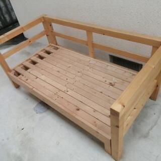 木製伸縮　セミシングルベッド