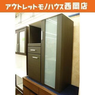 ミドルレンジボード こげ茶×白 エナメル 食器棚 家電ボード W800×H1150×D400㎜ キッチン収納 レンジ台 札幌市 西岡店