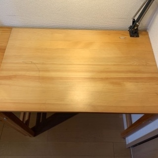 無印良品　折り畳みパインデスク　2台　無印良品　折り畳みチェア　IKEA デスクライト付きの画像