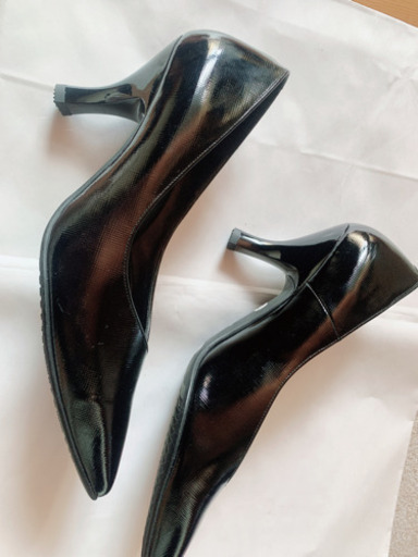 【23.5cm E】ワコール　サクセスウォーク  Wacoal エナメル　パンプス　ポインテッドトゥ　本革　黒