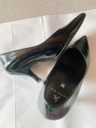【23.5cm E】ワコール　サクセスウォーク  Wacoal エナメル　パンプス　ポインテッドトゥ　本革　黒