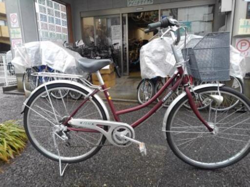 中古自転車１３５３　前後タイヤ新品！　２６インチ　６段ギヤ 　オートライト