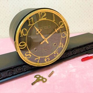 ★ジャンク・昭和レトロ!!「Rythm Charmant」ゼンマイ式置時計・横幅71㎝・アンティーク品★の画像