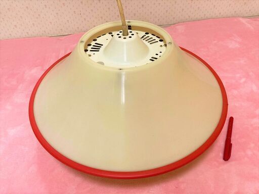 ★昭和レトロ!!丸形蛍光灯2点付き・すぐ使用OK!!横幅48㎝の電気傘・かさシェード★