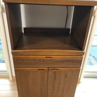[値下げ] キッチン収納　レンジ台　ブラウン
