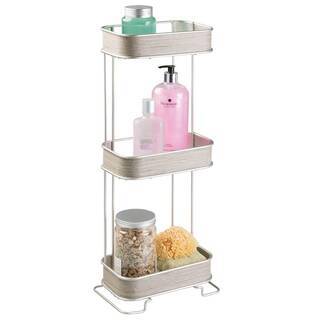 【未使用】InterDesign RealWood　自立式バスルーム収納棚　3段　サテン/グレーウッド仕上げの画像