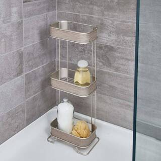 【未使用】InterDesign RealWood　自立式バスルーム収納棚　3段　サテン/グレーウッド仕上げの画像