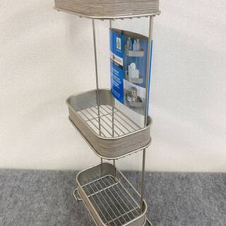 【未使用】InterDesign RealWood　自立式バスルーム収納棚　3段　サテン/グレーウッド仕上げの画像