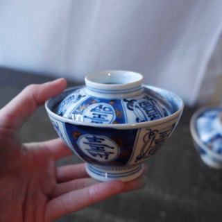 美しいお品物◇伊万里　時代物　蓋付碗　青　チャイナレトロ　骨董品　アンティークの画像