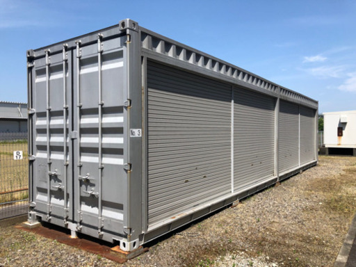 40ft 海上コンテナ　シャッター4枚付き　施錠可能　倉庫　アルミバン