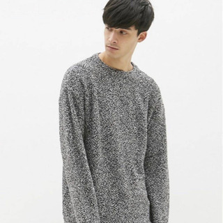 美品☆GUメンズ☆ブークレクルーネックセーター☆Sサイズ☆ダークグレーの画像