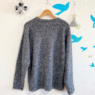 美品☆GUメンズ☆ブークレクルーネックセーター☆Sサイズ☆ダークグレーの画像