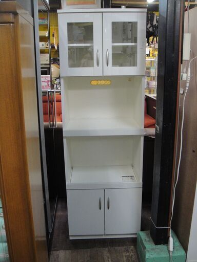 キッチンボード　レンジボード　白　ホワイト　開き戸　食器棚　キッチン収納　家電ボード　食器収納