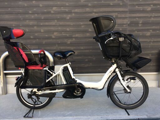 地域限定送料無料　ヤマハ　キッスミニ　三人乗り　新基準　20インチ　子供乗せ　白　ギュットミニ　アンジェリーノ　神戸市　電動自転車