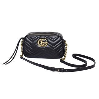     グッチ GUCCI キルティング スモール ショルダーバッグ レディース 447632 DTD1T 1000 GGマーモント ブラック BLACK NERO アンティークゴールド