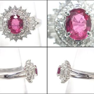E413 ジュエリーマキ Pt850 6.3g ルビー ダイヤ リング 指輪の画像