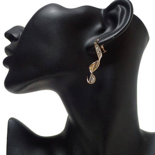 E414 K18 YG Pt900 コンビカラー 3.7g イヤリング 両耳