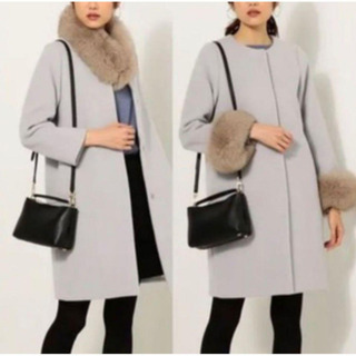 ジュエルチェンジズ　ファー付き3wayノーカラーコートの画像