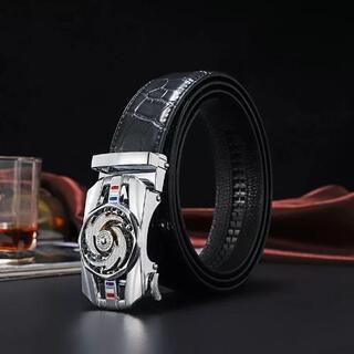 自動バックル　★メンズベルト　黒ベルト