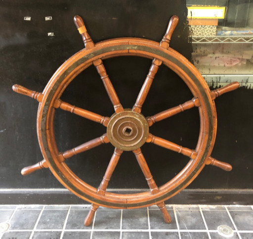 値下げ↓中古■木製■舵輪■特大■本物‼️■120cm