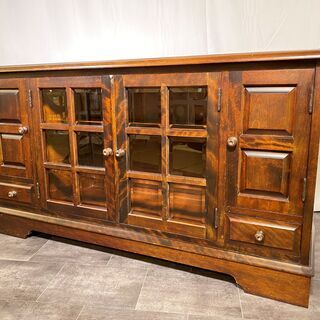 北海道民芸 サイドボード ブラウン アンティーク調 W1465 リビング家具 中古品