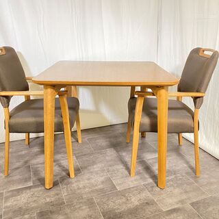 ダイニングテーブルセット 3点セット 茶 中古品
