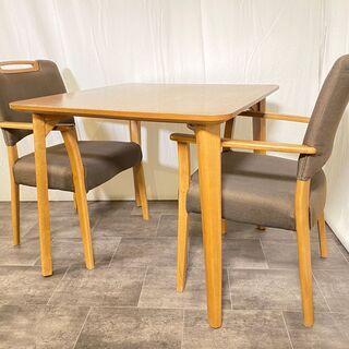 ダイニングテーブルセット 3点セット 茶 中古品