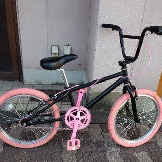 [FUN]20吋 BMXクルーザーバイク シングル/ブラックｘピンク