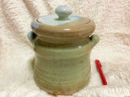 ★美品!!萩焼の水指・高さ17㎝・耳付・茶道具・お抹茶・水器・水注・水差し★