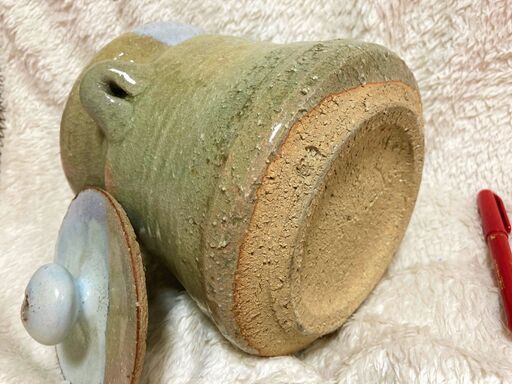 ★美品!!萩焼の水指・高さ17㎝・耳付・茶道具・お抹茶・水器・水注・水差し★