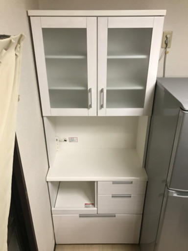 オシャレなカップボード食器棚(ホワイト) 美品❗️