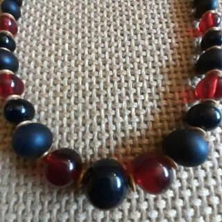 値下げ ブラック×ワインレッド ネックレス