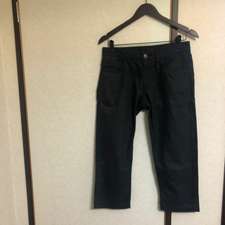 【プラスワン】メンズ チノパン 黒 7部丈の画像