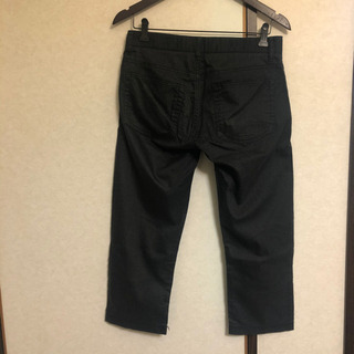 【プラスワン】メンズ チノパン 黒 7部丈の画像