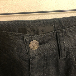 【プラスワン】メンズ チノパン 黒 7部丈の画像
