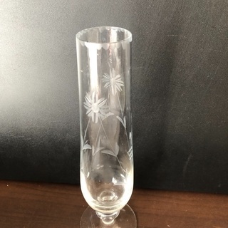ガラス花瓶　花柄